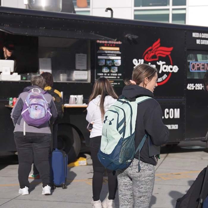 Edmonds College students at the food truck